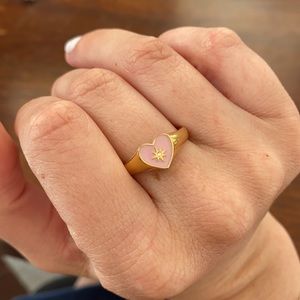 NWT Anthropologie Sweatheat Signet Pink Heart Ring